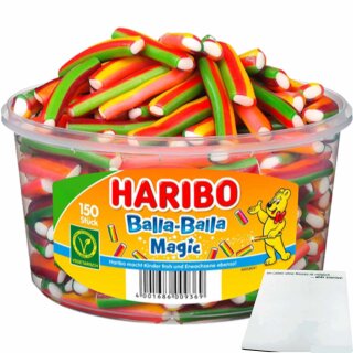 Haribo Balla-Balla Magic Runddose (150 Stück 1200g Runddose) + usy Block