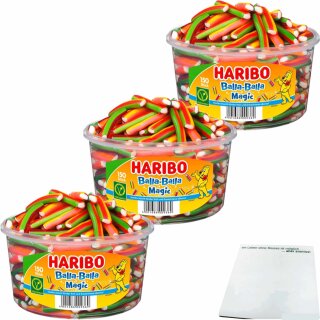 Haribo Balla-Balla Magic Runddose 3er Pack (3x150 Stück 1200g Runddose) + usy Block