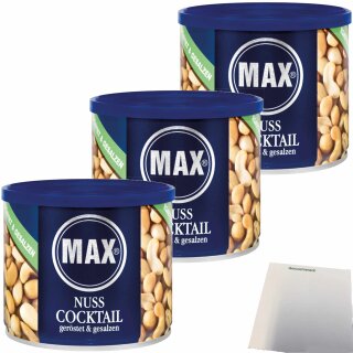 Max MixNuts Geröstet und gesalzen 3er Pack (3x250g Dose) + usy Block
