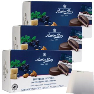 A.Berg Schokolade Heidelbeere in Wodka 3er Pack (3x220g Packung) + usy Block