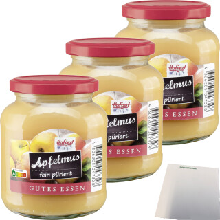 Hofgut Apfelmus 3er Pack (3x370ml Glas) + usy Block