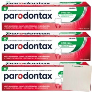 Parodontax Zahncreme Original 3er Pack (3x75ml Tube) + usy Block