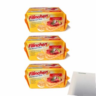 Filinchen Original Knusperbrot 3er Pack (3x75g Packung) + usy Block