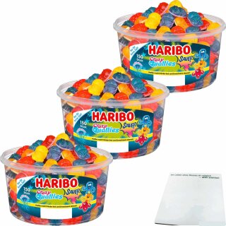 Haribo Crazy Quallies Sauer 3er Pack (3x150 Stück 1065g Runddose) + usy Block