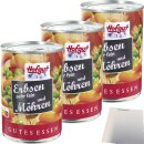 Hofgut Erbsen sehr fein mit Möhren 3er Pack (3x425ml Dose) + usy Block
