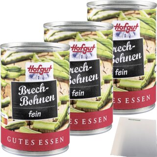 Hofgut Brechbohnen 3er Pack (3x425ml Dose) + usy Block