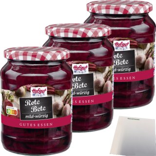 Hofgut Rote Bete Scheiben 3er Pack (3x720ml Glas) + usy Block
