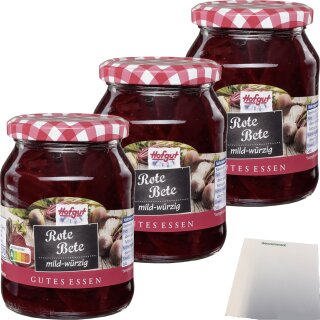 Hofgut Rote Bete Scheiben 3er Pack (3x370ml Glas) + usy Block
