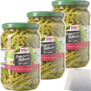 Hofgut Prinzessbohnen ganz 3er Pack (3x720ml Glas) + usy Block
