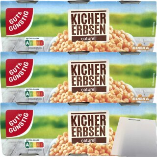 Gut&Günstig Kichererbsen im Aufguss 3er Pack (9x200ml Dose) + usy Block