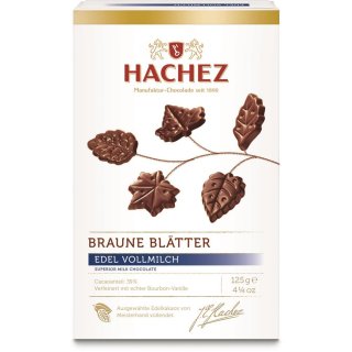 Hachez Braune Blätter mit Edel Vollmilch Schokolade (1x125g Packung)