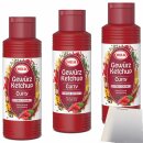 Hela Curry Gewürz Ketchup extra hot 3er Pack (3x300ml Flasche) + usy Block