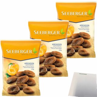 Seeberger Aprikosen ungeschwefelt 3er Pack (3x125g Packung) + usy Block