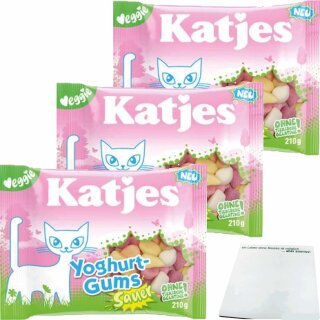Katjes Yoghurt Gums Sauer 3er Pack (3x210g Beutel) + usy Block