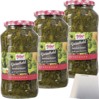 Hofgut Grünkohl gerupft 3er Pack (3x720ml Glas) + usy Block