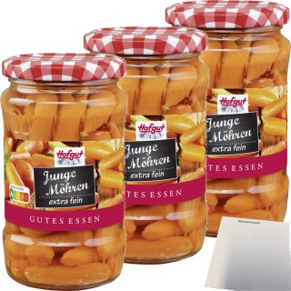 Hofgut Möhren extra fein 3er Pack (3x370ml Glas) + usy Block