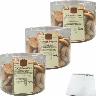 Esser Vanillehörnchen feines Mürbegebäck 3er Pack (3x700g Runddose) + usy Block