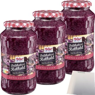Hofgut Delikatess Rotkohl 3er Pack (3x720ml Glas) + usy Block