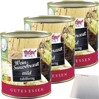 Hofgut Weinsauerkraut 3er Pack (3x850ml Dose) + usy Block