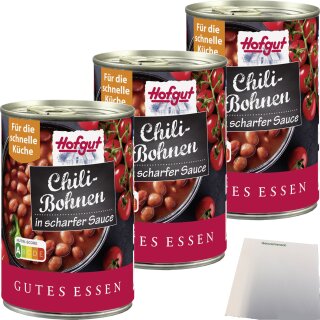 Hofgut Chilibohnen 3er Pack (3x425ml Dose) + usy Block