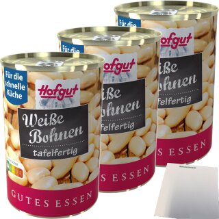 Hofgut Weiße Bohnen 3er Pack (3x425ml Dose) + usy Block