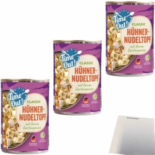 Time Out Hühner Nudeltopf 3er Pack (3x400g Dose) + usy Block