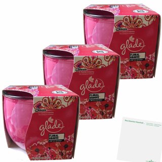 Glade Duftkerze Floral Groove Blumenduft Kerze 3er Pack (3x120g Stück) + usy Block