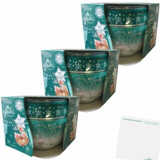Glade Duftkerze Glitzernde Eisblume Kerze 3er Pack (3x120g Stück) + usy Block