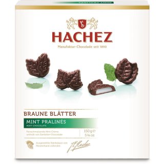 Hachez Braune Blätter Mint Pralinés (150g Packung)
