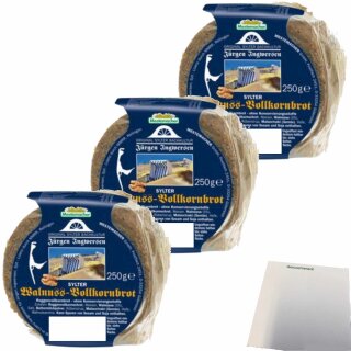 Mestemacher Sylter Walnussbrot rund 3er Pack (3x250g Packung) + usy Block
