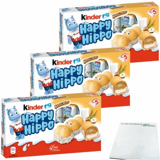 Ferrero Kinder Happy Hippo Haselnuss 3er Pack (3x5 Riegel) + usy Block