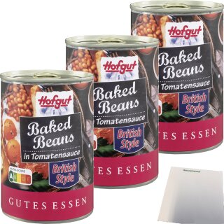 Hofgut Baked Beans 3er Pack (3x425ml Dose) + usy Block