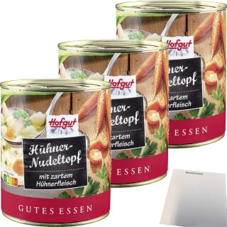 Hofgut Hühner-Nudeltopf 3er Pack (3x800g Dose) + usy Block