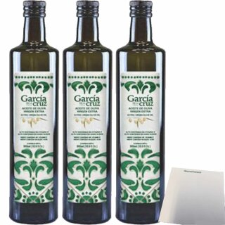 Garcia de la Cruz Extra Virgin Olive Oil Natives Olivenöl 3er Pack (3x500ml Flasche) + usy Block