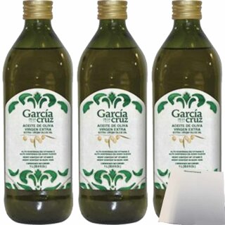 Garcia de la Cruz Extra Virgin Olive Oil Natives Olivenöl 3er Pack (3x1L Flasche) + usy Block