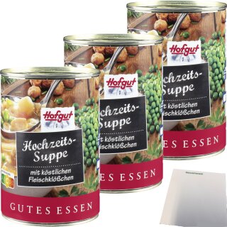 Hofgut Hochzeitssuppe mit Fleischklößchen 3er Pack (3x400ml Dose) + usy Block