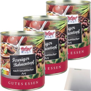Hofgut Feuriger Bohnentopf 3er Pack (3x800g Dose) + usy Block