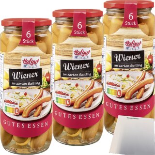 Hofgut Wiener Würstchen im Saitling 3er Pack (3x6/250g Glas) + usy Block