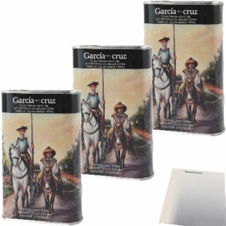 Garcia de la Cruz Quijote Natives Olivenöl extra 3er Pack (3x500ml Dose) + usy Block