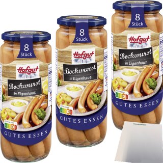 Hofgut Bockwürste in Eigenhaut 3er Pack (3x8/360g Glas) + usy Block