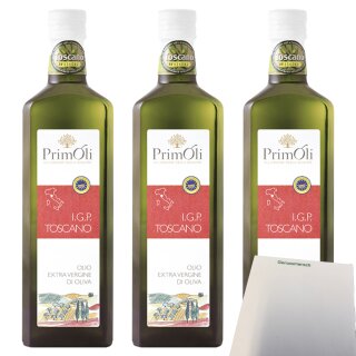 PrimOli Toscana Olivenöl extra vergine di oliva 3er Pack (3x500ml Flasche) + usy Block