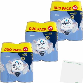 Glade Automatic Spray Nachfüller Pure Clean Linen Doppelpack 3er Pack (6x269ml Dose) + usy Block