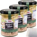 Hofgut Thunfisch Filets in Olivenöl mit Knoblaucharoma 3er Pack (3x190g Glas) + usy Block