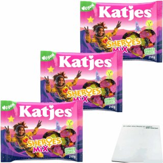 Katjes Sheroes Mix 3er Pack (3x210g Packung) + usy Block