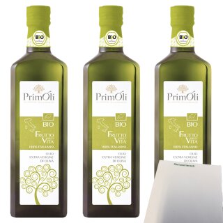 PrimOli Natives Olivenöl Frutto della Vita 3er Pack (3x500ml Flasche) + usy Block