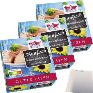 Hofgut Thunfisch in Sonnenblumenöl 3er Pack (3x80g Dose) + usy Block