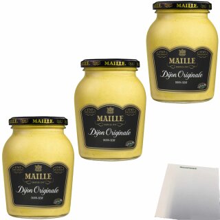 Maille Dijon Originale Senf 3er Pack (3x500ml Glas) + usy Block