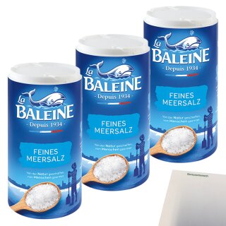 La Baleine Meersalz fein Streuer 3er Pack (3x500g) + usy Block
