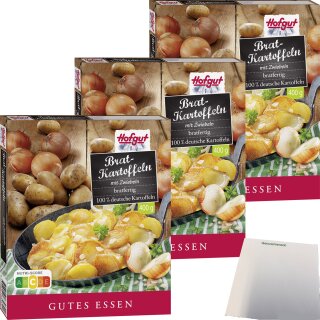 Hofgut Bratkartoffeln mit Zwiebeln 3er Pack (3x400g Packung) + usy Block
