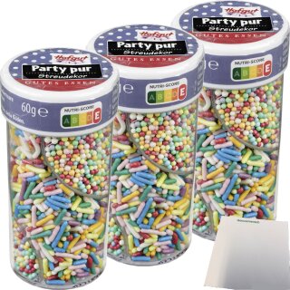 Hofgut Streudekor Twister Party Pur 3er Pack (3x60g Dose) + usy Block